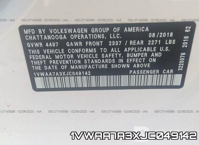 1VWAA7A3XJC049142 фото 10