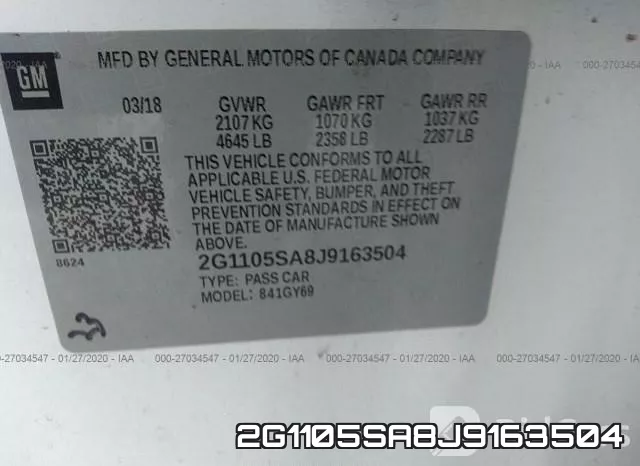 2G1105SA8J9163504 фото 10