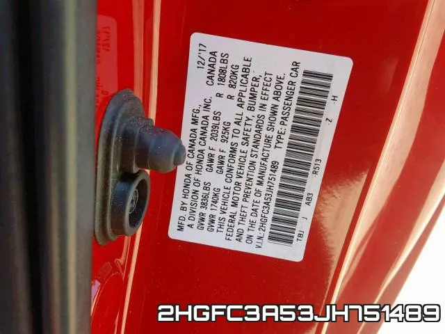 2HGFC3A53JH751489 фото 2