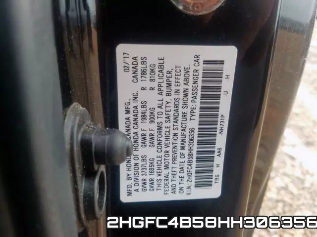 2HGFC4B58HH306356 фото 2