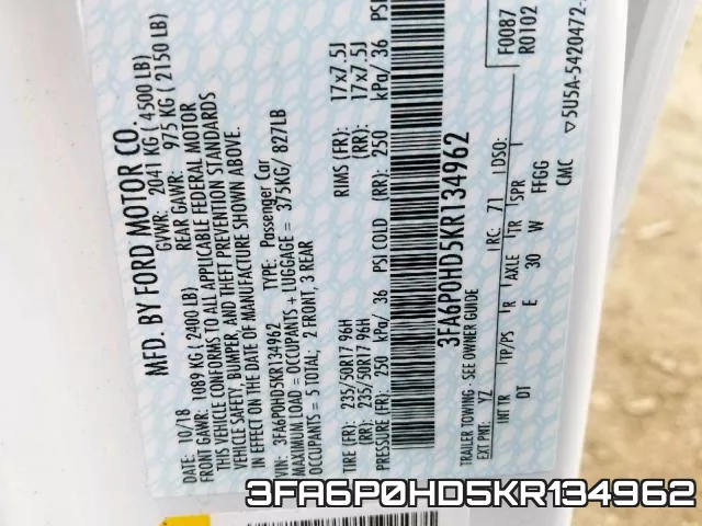 3FA6P0HD5KR134962 фото 2