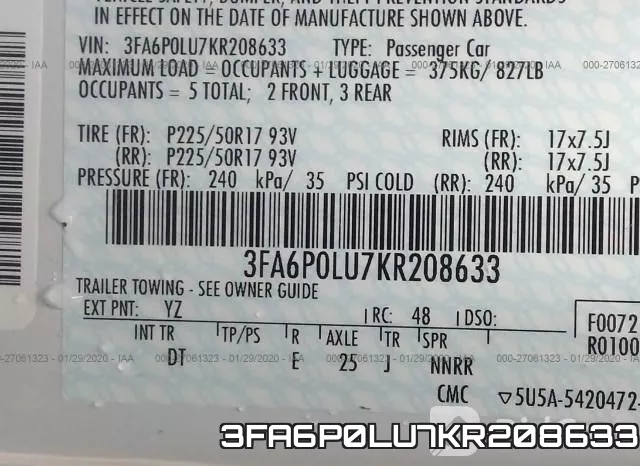3FA6P0LU7KR208633 фото 10