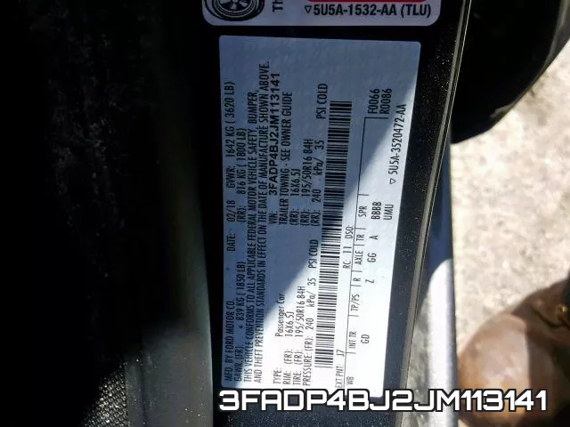 3FADP4BJ2JM113141 фото 2