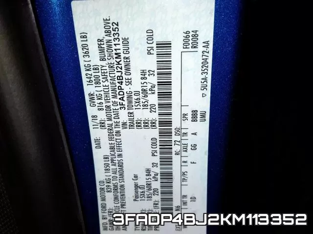 3FADP4BJ2KM113352 фото 2