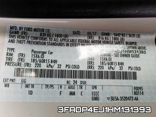 3FADP4EJ1HM131393 фото 2