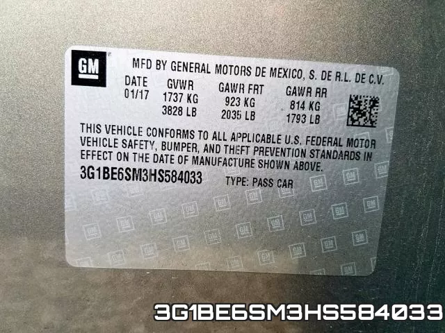 3G1BE6SM3HS584033 фото 2
