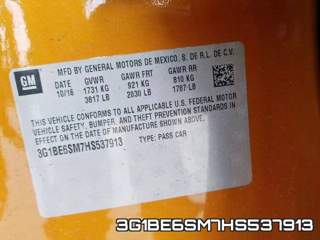 3G1BE6SM7HS537913 фото 2
