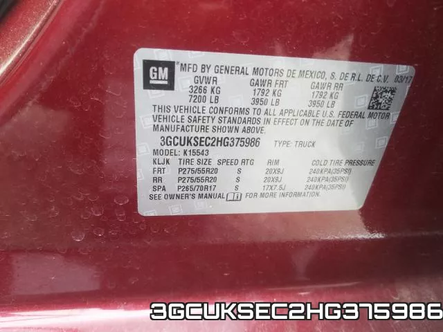 3GCUKSEC2HG375986 фото 2