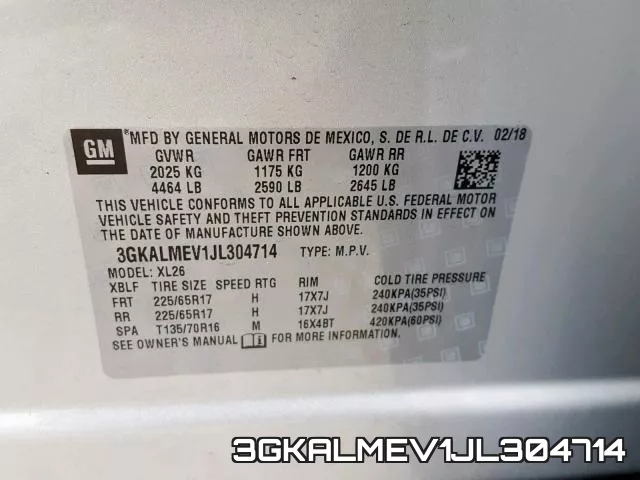 3GKALMEV1JL304714 фото 2