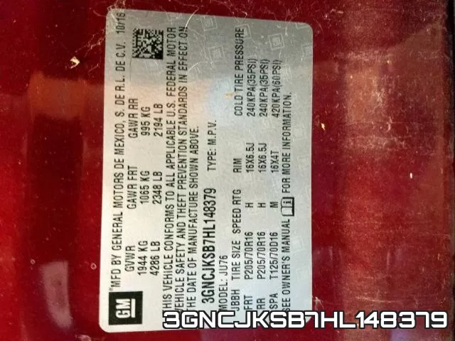 3GNCJKSB7HL148379 фото 2
