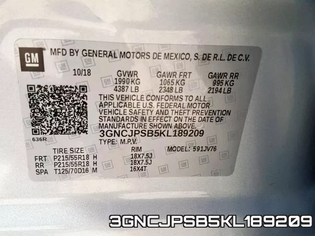 3GNCJPSB5KL189209 фото 2