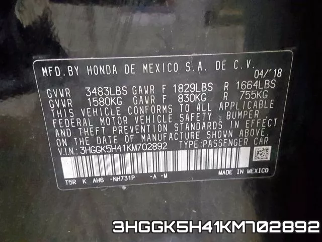 3HGGK5H41KM702892 фото 2