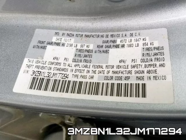 3MZBN1L32JM177294 фото 2