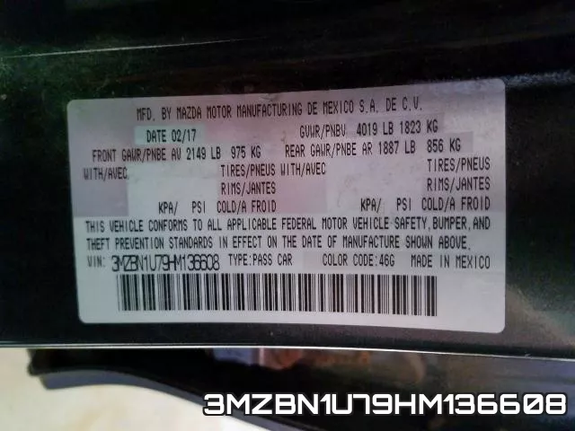 3MZBN1U79HM136608 фото 2