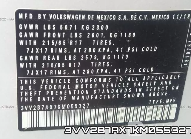 3VV2B7AX7KM055327 фото 10
