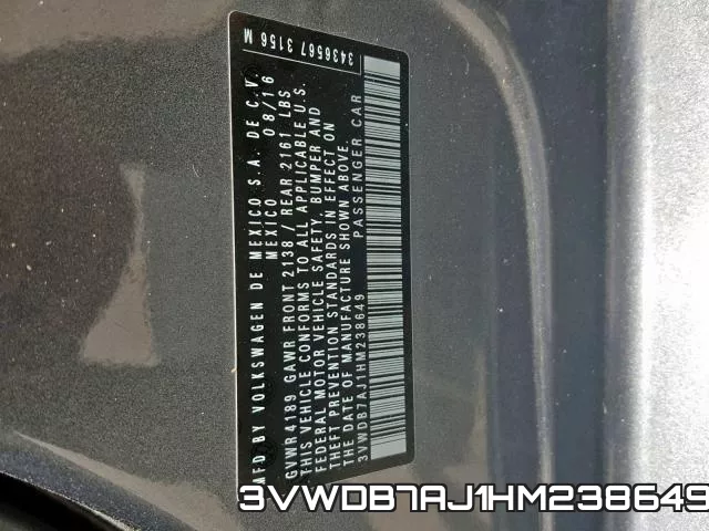 3VWDB7AJ1HM238649 фото 2