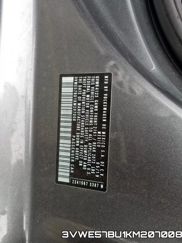 3VWE57BU1KM207008 фото 2