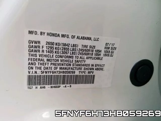 5FNYF6H73HB059269 фото 2