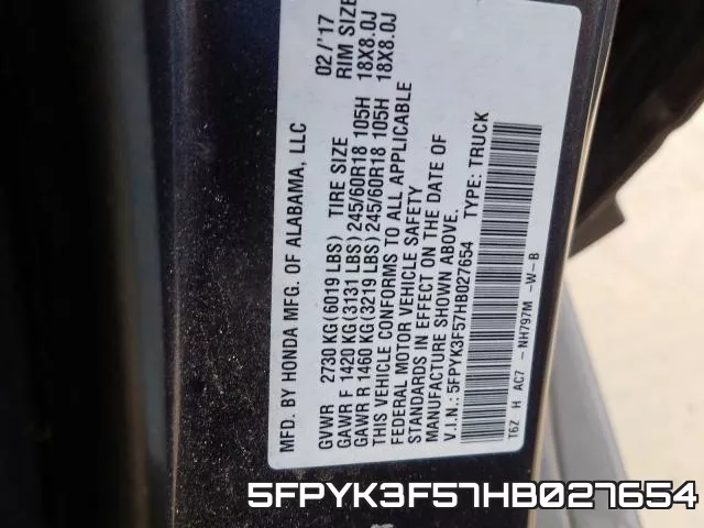 5FPYK3F57HB027654 фото 2