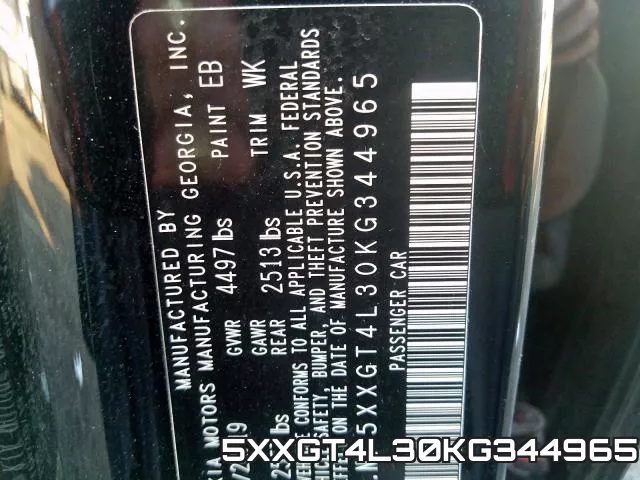 5XXGT4L30KG344965 фото 2