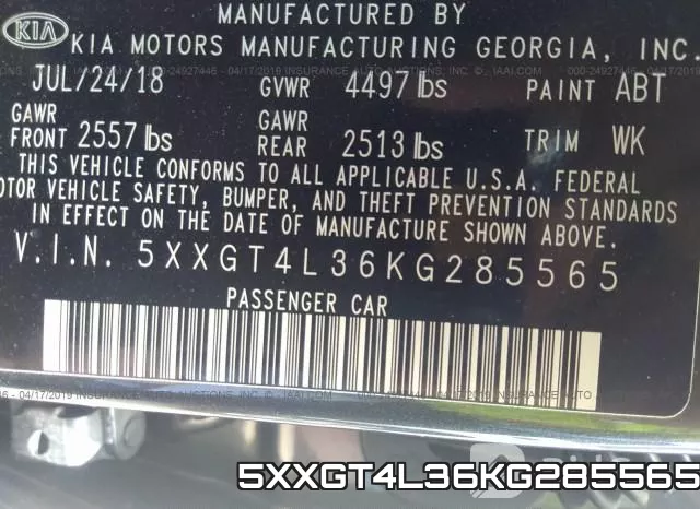 5XXGT4L36KG285565 фото 10