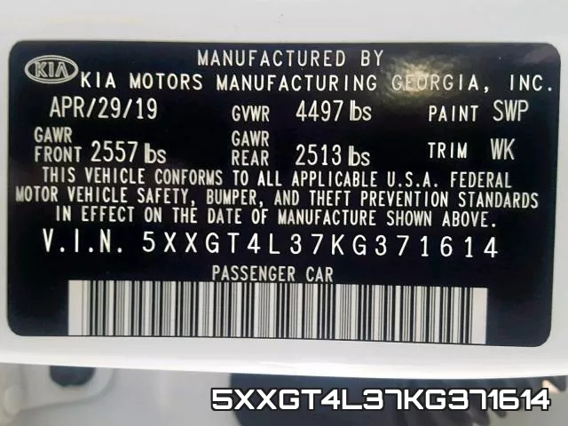 5XXGT4L37KG371614 фото 2