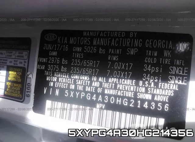 5XYPG4A30HG214356 фото 10