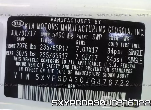 5XYPGDA30JG376722 фото 10