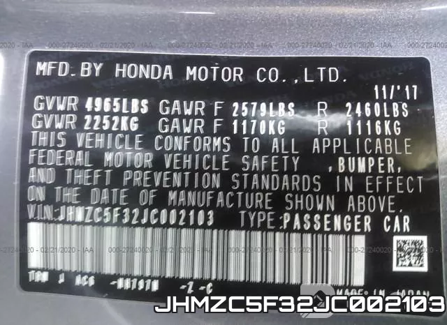 JHMZC5F32JC002103 фото 10