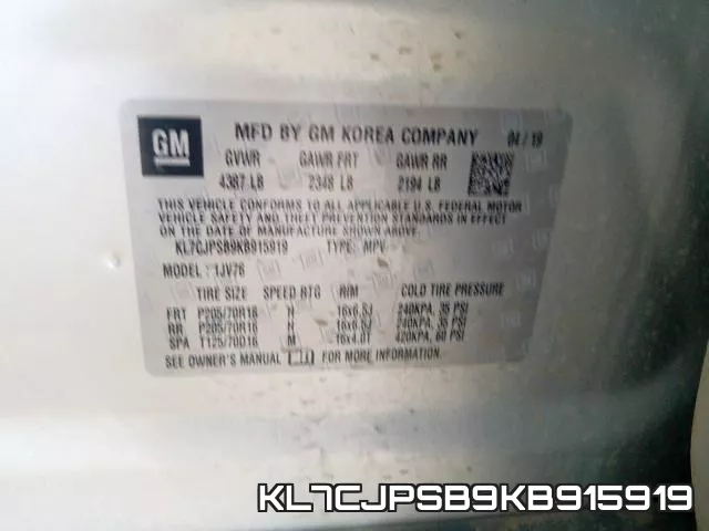 KL7CJPSB9KB915919 фото 2