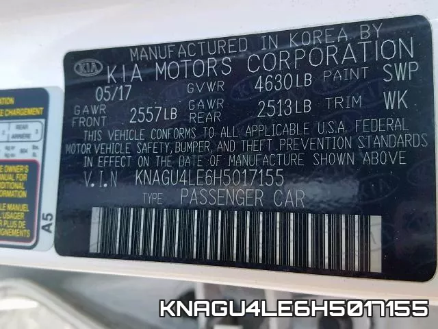 KNAGU4LE6H5017155 фото 2