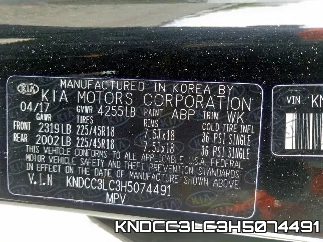 KNDCC3LC3H5074491 фото 2