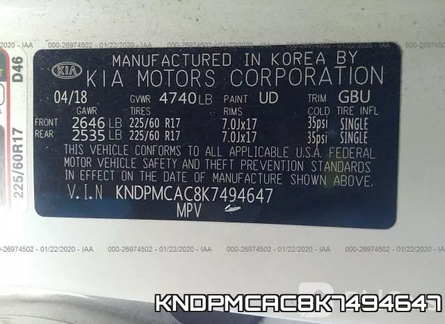 KNDPMCAC8K7494647 фото 10