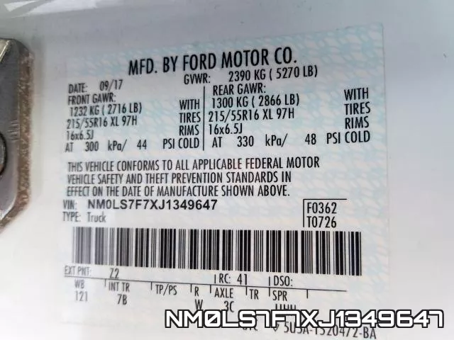 NM0LS7F7XJ1349647 фото 2