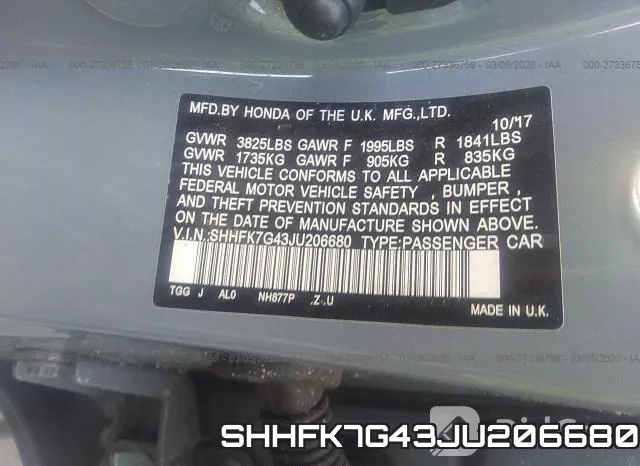 SHHFK7G43JU206680 фото 10