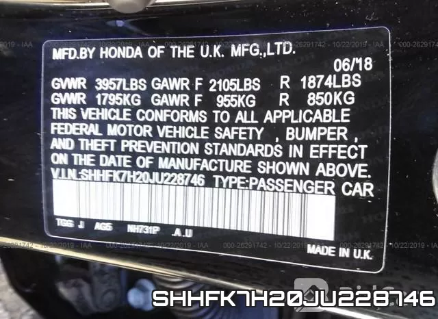 SHHFK7H20JU228746 фото 10