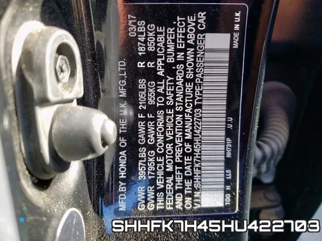 SHHFK7H45HU422703 фото 2