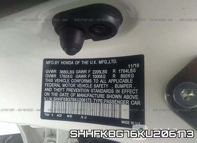 SHHFK8G76KU206173 фото 10