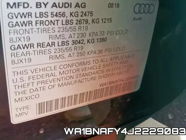 WA1BNAFY4J2229083 фото 2