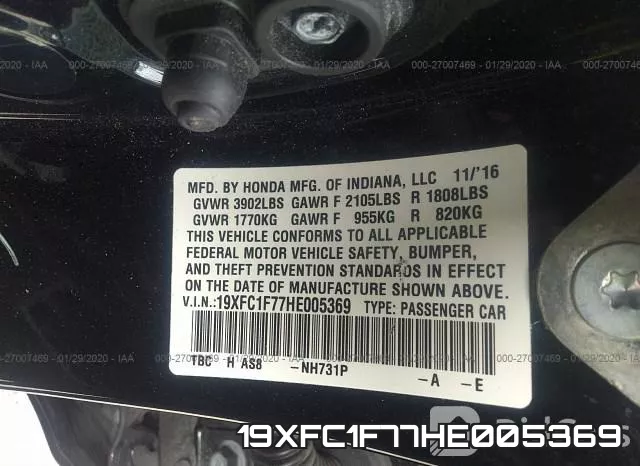19XFC1F77HE005369 фото 10