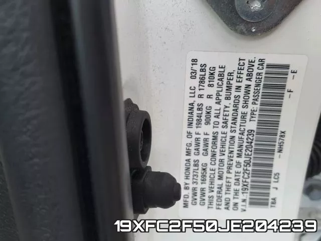 19XFC2F50JE204239 фото 2