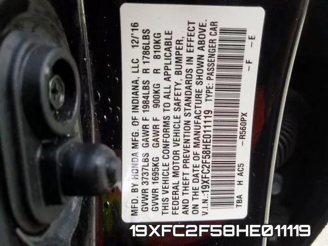 19XFC2F58HE011119 фото 2