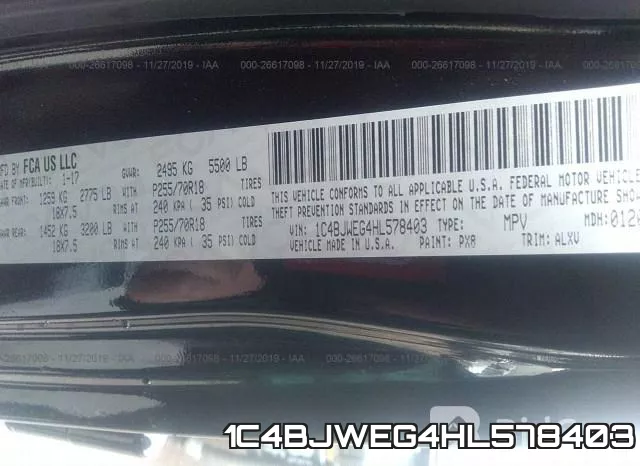 1C4BJWEG4HL578403 фото 10