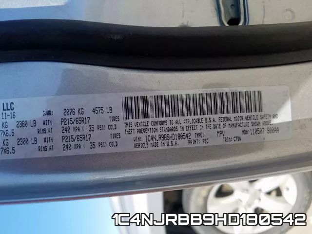 1C4NJRBB9HD180542 фото 2