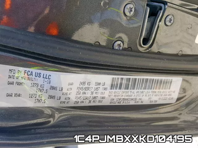 1C4PJMBXXKD104195 фото 2