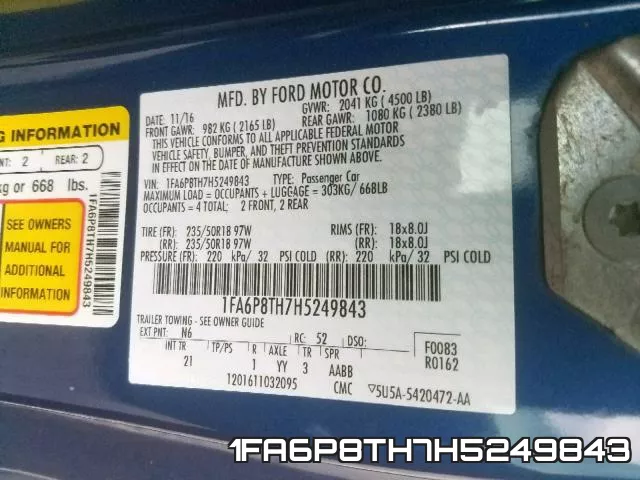 1FA6P8TH7H5249843 фото 2