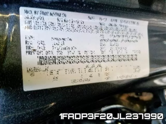 1FADP3F20JL237990 фото 2