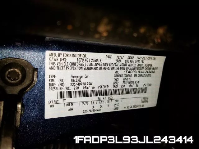 1FADP3L93JL243414 фото 2