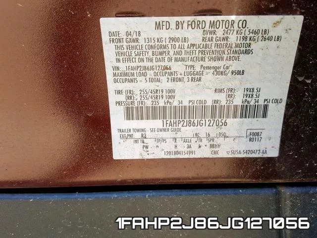 1FAHP2J86JG127056 фото 2