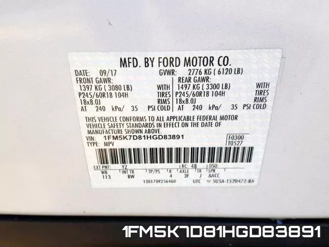 1FM5K7D81HGD83891 фото 2